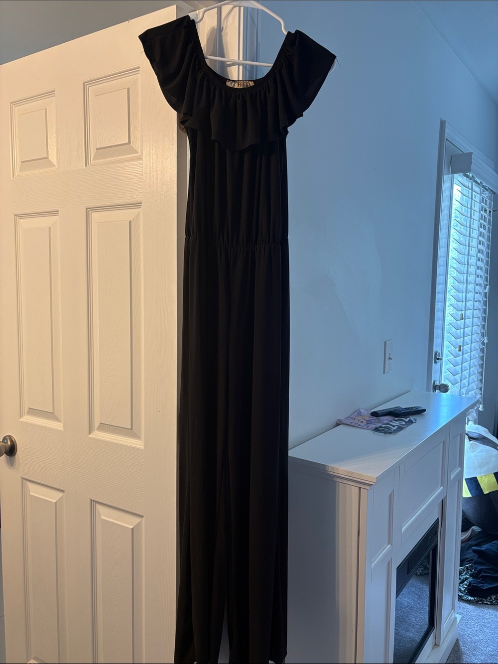 Black Ruffled Off-Shoulder Jumpsuit